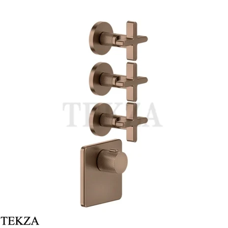 Gessi INCISO WELLNESS Термостат 3 выхода, внешняя часть 58346-708, Copper Brushed PVD