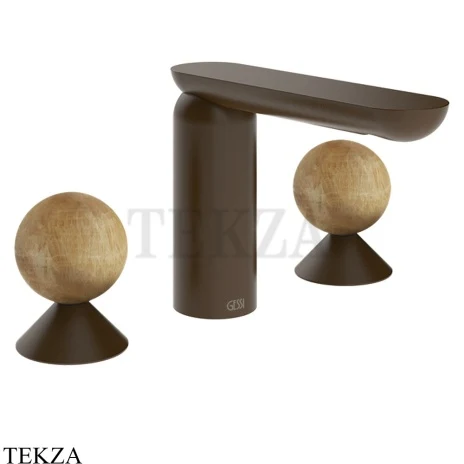 Gessi Perle Смеситель для раковины на 3 отв., без гарнитура 74335-845, бронза Dark Brush