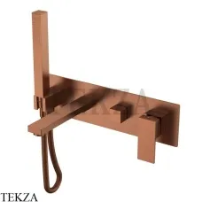 Boheme Qubic Смеситель для ванны, с изливом, ручной душ, комплект 474-2-BRB, brushed bronze
