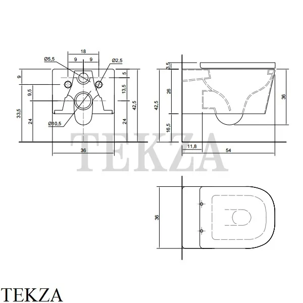 Antonio Lupi KOMODO Унитаз подвесной матовый, без ободка, сиденье микролифт, белый матовый