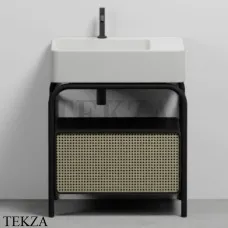 CIELO MARCEL Консоль напольная с ящиком Tinto nero, раковина белый матовый