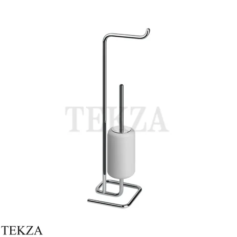 Gessi Goccia Стойка с держателем для туалетной бумаги и ершиком 38067-031, хром глянец