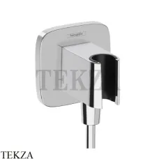 Hansgrohe FixFit Q Шланговое подсоединение с держателем 26887000, хром глянец Hansgrohe FixFit Q Шланговое подсоединение с держателем 26887000, хром глянец