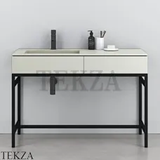 CIELO MILANO Консоль с керамической раковиной и ящиком, Pomice-черный