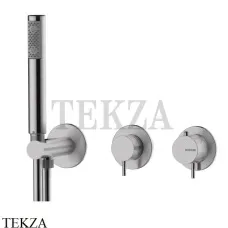 Bossini Nobu Термостат для душа, 2 потока, внешняя часть INZ227.075, сталь brushed