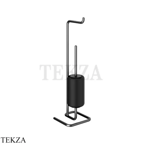 Gessi Goccia Стойка с держателем для туалетной бумаги и ершиком 38068-299, Matte Black