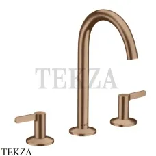 Axor ONE Смеситель для раковины 3 отв. Select 170, гарнитур Push‑Open 48050310, Brushed Red Gold