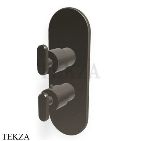 FIMA Carlo Frattini Park Line Термостат для душа на 2-3 потока, внешняя часть F1309X7CS, Brushed black chrome