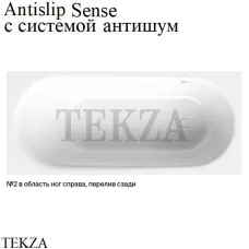 BETTE BetteComodo Ванна прямоугольная, перелив сзади, сталь 1643-000 AS, антишум, антислип Sense, белый глянец