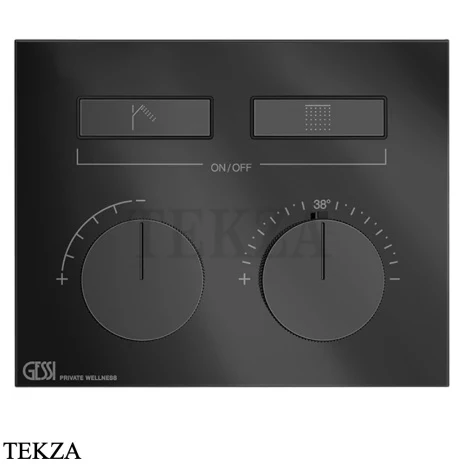 Gessi HI-FI Термостатический смеситель на 2 потока, внешняя часть 63004-706, black хром глянец