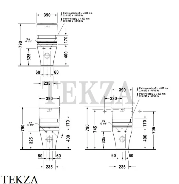 Duravit DuraStyle Унитаз чаша комбинированный 2156590000 для сиденья SensoWash®, белый глянец