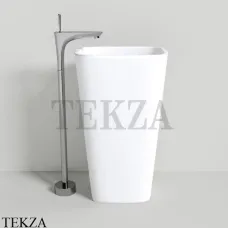 NT Bathroom NT606 Marmolado Раковина напольная, слив в стену, белый из литого камня Solid Surface, белый матовый