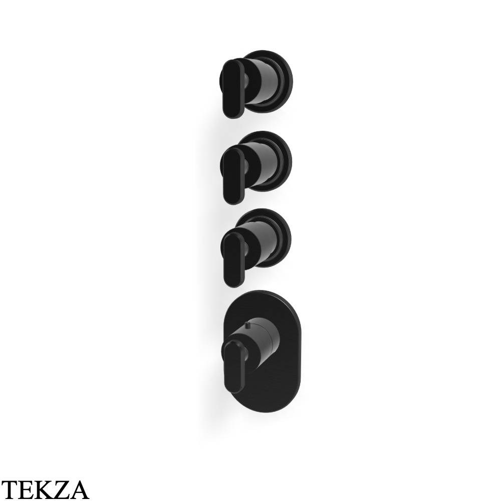 FIMA Carlo Frattini Park Line Термостат для ванны и душа, 3 потока, внешняя часть F1353X3CS, brushed black chrome