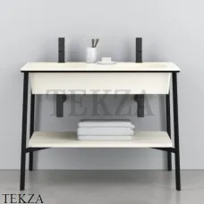 CIELO CATINO DOPPIO Консоль с двойной керамической раковиной, белый-черный