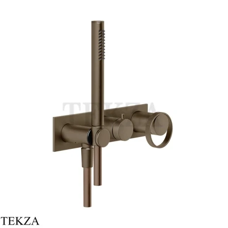 Gessi ANELLO Смеситель для душа 2 потока, с гарнитуром, внешняя часть 63343-761, Coffee Bronze Br. PVD