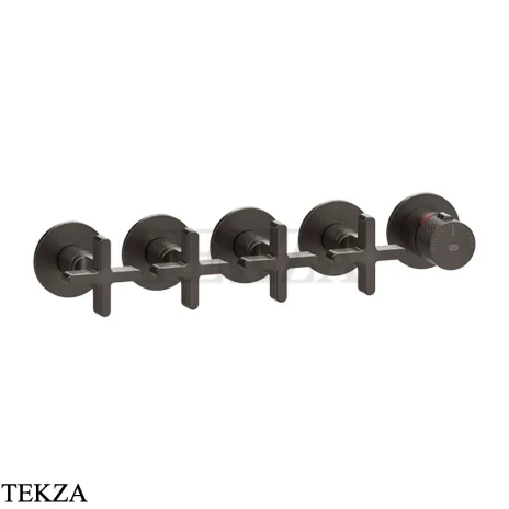 Gessi INCISO SHOWER Термостатический смеситель, 4 потока, внешняя часть 58438-707, Black Metal Brushed PVD
