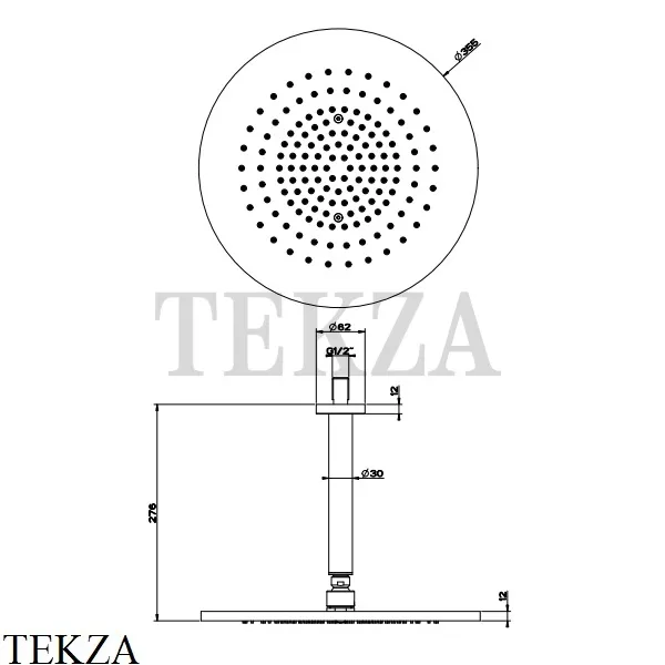 Gessi 316 SHOWER Верхняя душевая лейка с креплением 54150-239, Steel Brushed