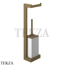 Gessi Rettangolo Стойка настенная с бумагодержателем и ершиком, белый 20867-713, Antique Brass