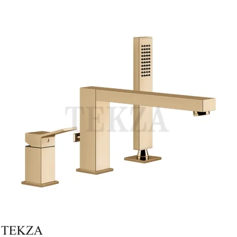 Gessi RETTANGOLO K Смеситель для ванны на 3 отверстия 53037-735, Warm Bronze PVD