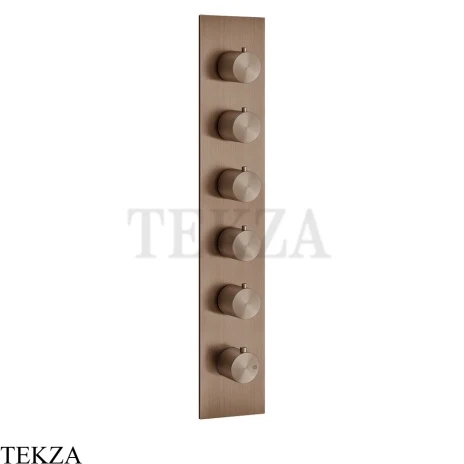 Gessi 316 WELLNESS Термостат 5 выходов на планке, внешняя часть 54520-708, Copper Brushed PVD