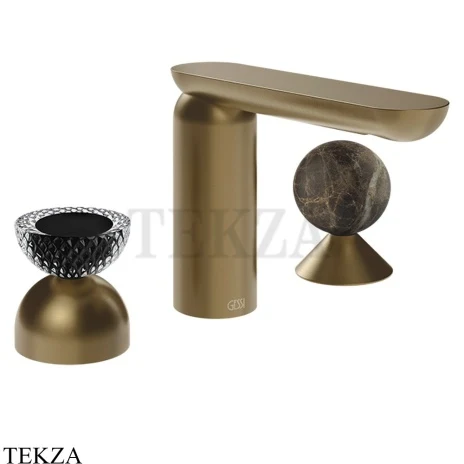 Gessi Perle Смеситель для раковины на 3 отв., без гарнитура 74718-791, бронза Deep