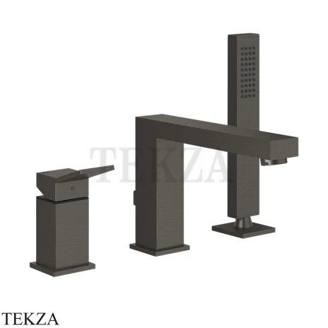 Gessi RETTANGOLO K Смеситель для ванны на 3 отверстия 53037-707, Black Metal Brushed PVD