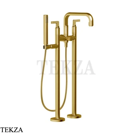 Gessi INCISO Смеситель для ванны напольный, с душевым гарнитуром 58029-716, Gold Br. PVD