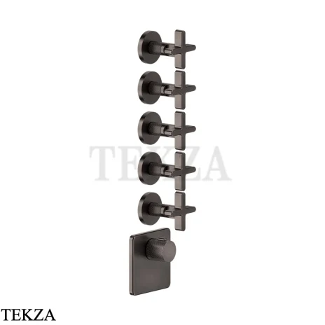 Gessi INCISO WELLNESS Термостат 5 выходов, внешняя часть 58350-707, Black Metal Brushed PVD