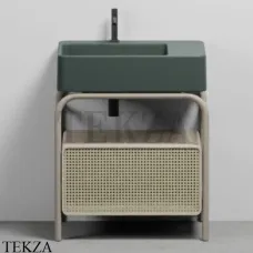 CIELO MARCEL Консоль напольная с ящиком Tinto naturale, раковина Muschio