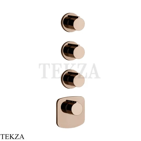 Gessi Ingranaggio-Anello Термостат для душа, 3 потока, внешняя часть 43236-030, Copper PVD