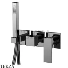 FIMA Carlo Frattini Zeta Смеситель для душа 2 потока, с гарнитуром F3989X8CN, Black chrome