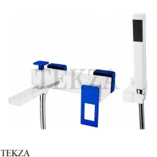 Boheme Q Смеситель для ванны настенный, с гарнитуром 143-WUW, Белый-синий