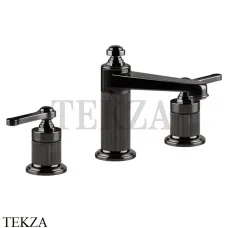 Gessi VENTI20 Смеситель для раковины на 3 отв. средний, без донного клапана 65014-706, Black Metal