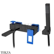 Boheme Q Смеситель для ванны настенный, с гарнитуром 143-BUW, Черный-синий