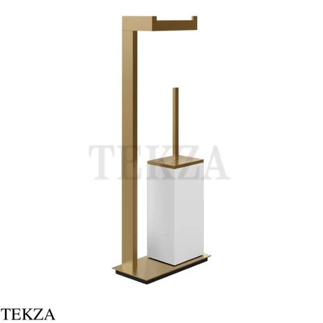 Gessi Rettangolo Стойка напольная с бумагодержателем и ершиком, белый 20933-791, Deep Bronze Brushed PVD