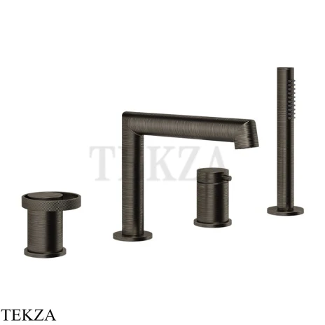 Gessi ANELLO Смеситель на борт ванны с изливом и душевым гарнитуром 63337-187, Aged Bronze