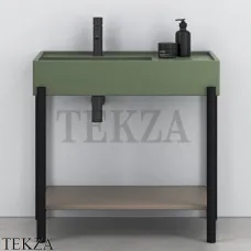 CIELO Plinio 85 Консоль с керамической раковиной и полкой, Agave-черный