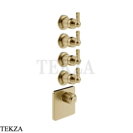 Gessi VENTI20 Термостат для душа, 4 потока, внешняя часть 65210-727, Brushed Brass PVD