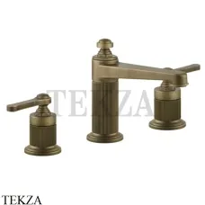 Gessi VENTI20 Смеситель для раковины на 3 отверстия средний, с донным клапаном 65012-713, Antique Brass