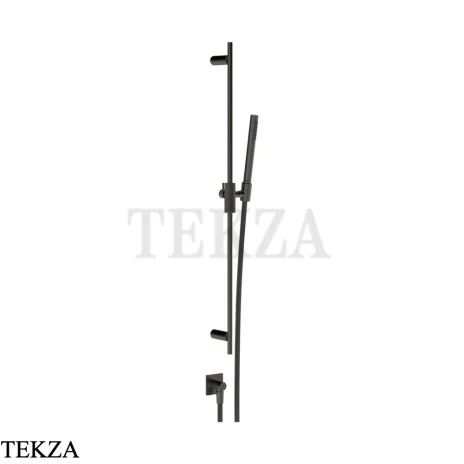 Gessi Inverso Diamantato Штанга в комплекте с душевой лейкой и выводом 73641-707, Black Metal Brushed PVD