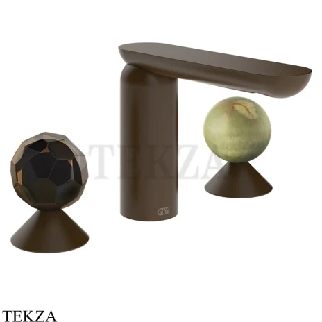 Gessi Perle Смеситель для раковины на 3 отв., без гарнитура 74255-845, бронза Dark Brush