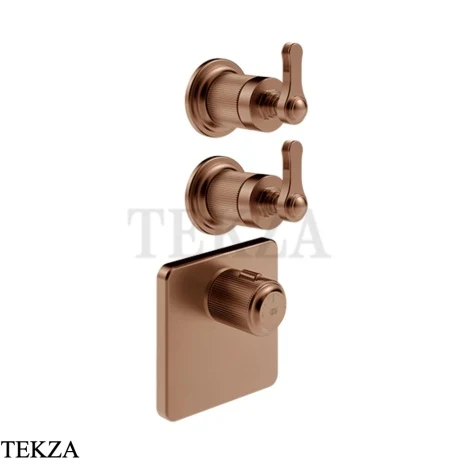 Gessi VENTI20 Термостат для душа, 2 потока, внешняя часть 65202-708, Copper Brushed PVD
