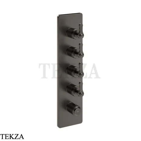 Gessi VENTI20 Термостат для душа, 4 потока, внешняя часть 65208-707, Black Metal Brushed PVD