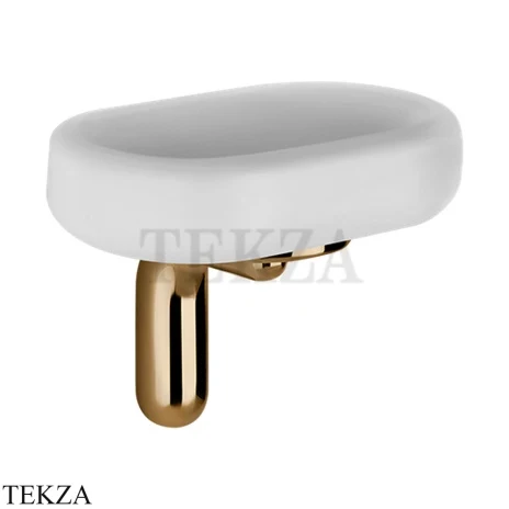 Gessi Goccia Мыльница настенная, белая керамика 38001-735, Warm Bronze PVD