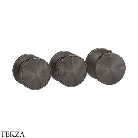 Gessi Origini NATURE Термостат для душа 2 потока, внешняя часть 66334-707, Black Metal Brushed