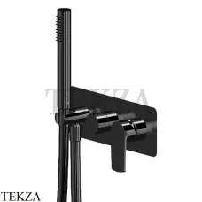 Newform HAKA Смеситель для душа, с гарнитуром, внешняя часть 72069E.01.093, черный матовый