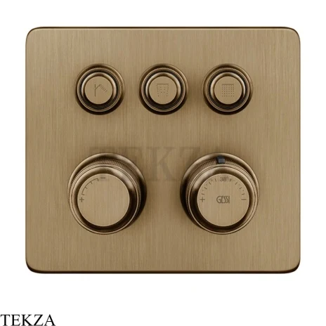 Gessi VENTI20 Термостатический смеситель на 3 потока, внешняя часть 65234-791, Deep Bronze Brushed PVD