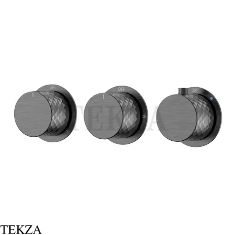 Boheme Stick Diamond Термостат для ванны, 3 потока, 124-T-3-GM.1, black хром Brush
