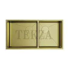 Omoikiri Taki 85-2-LB-U/IF Side Кухонная мойка нерж. сталь две чаши 4997038 светлое золото Omoikiri Taki 85-2-LB-U/IF Side Кухонная мойка нерж. сталь две чаши 4997038 светлое золото