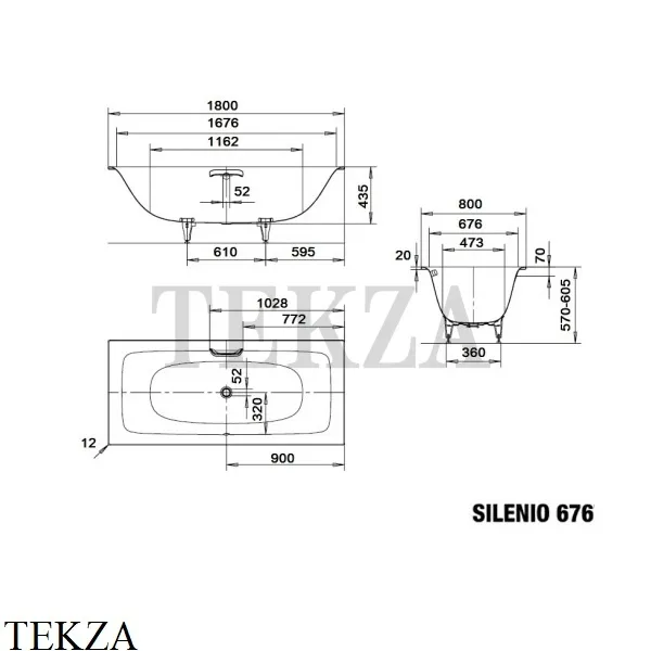 Kaldewei SILENIO 676 Ванна прямоугольная 180х80, белый глянец